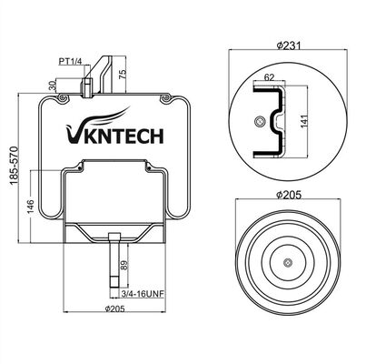 वाणिज्यिक ट्रक एयर स्प्रिंग बदला गया FUSO TRL-230SCN VKNTECH 1K6837 जापानी ट्रक FUSO TRL-230SCN VKNTECH 1K6837 के लिए