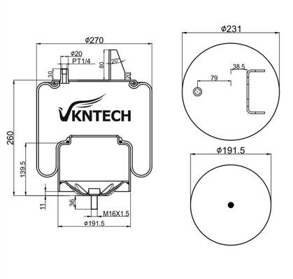 वाणिज्यिक ट्रक एयर स्प्रिंग प्रतिस्थापित NISSAN TRL-220SCM VKNTECH 1K6838 जापानी ट्रक के लिए NISSAN TRL-220SCM VKNTECH 1K6838