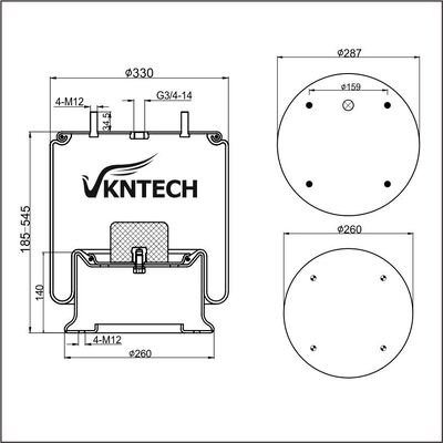 एयर स्प्रिंग हेन्ड्रिक्सन सस्पेंशन AM136346 फायरस्टोन W01-358-6346 VKNTECH द्वारा प्रतिस्थापन 1K6346
