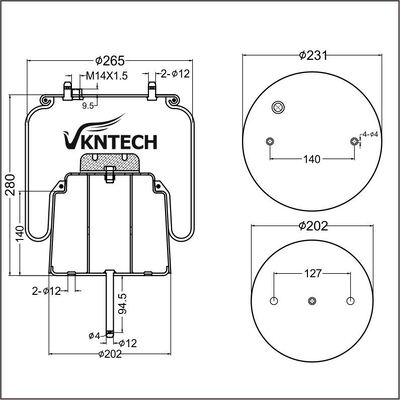 एयर स्प्रिंग SCANIA 1440305 492680 Goodyear 556028561 फीनिक्स 1DF20A-2 VKNTECH 1K6305 द्वारा प्रतिस्थापन